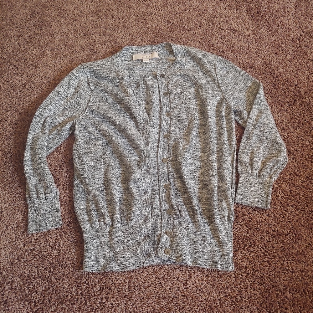 Ann Taylor LOFT 3/4 sleeve Heathered gray cardigan